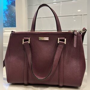 Kate Spade Newbury Lane Loden Small Leather Satchel in Mahogany